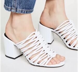Rebecca Minkoff Calanthe Block Heel Knotted White Mules Slip-on Heels